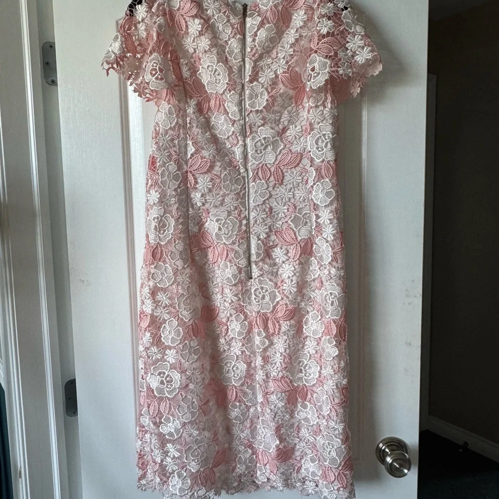NWT | Calvin Klein | Pink Sheath Dress with Flutter Cap Sleeves - Picture 7 of 9